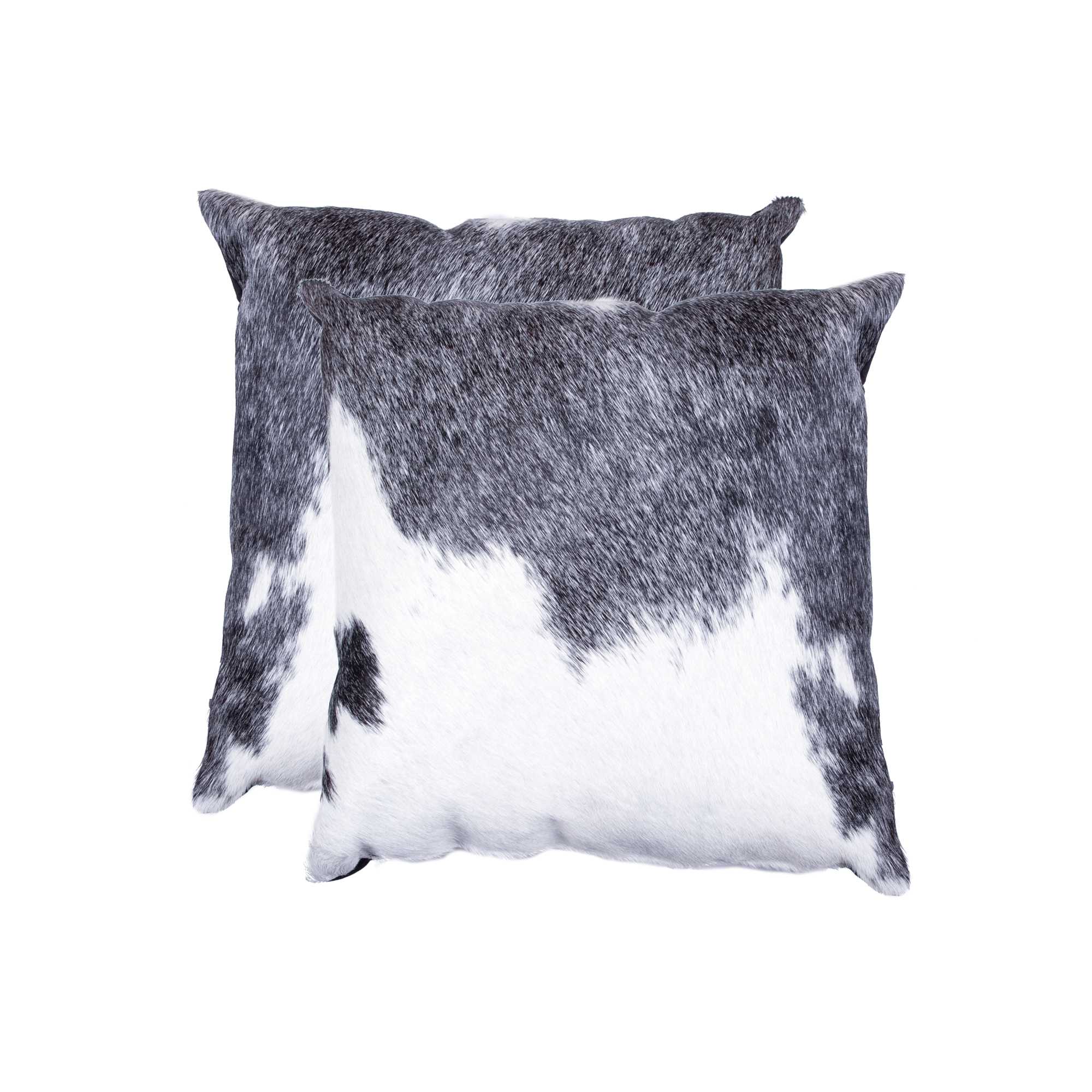 18" X 18" X 5" Gray And White Cowhide  Pillow 2 Pack