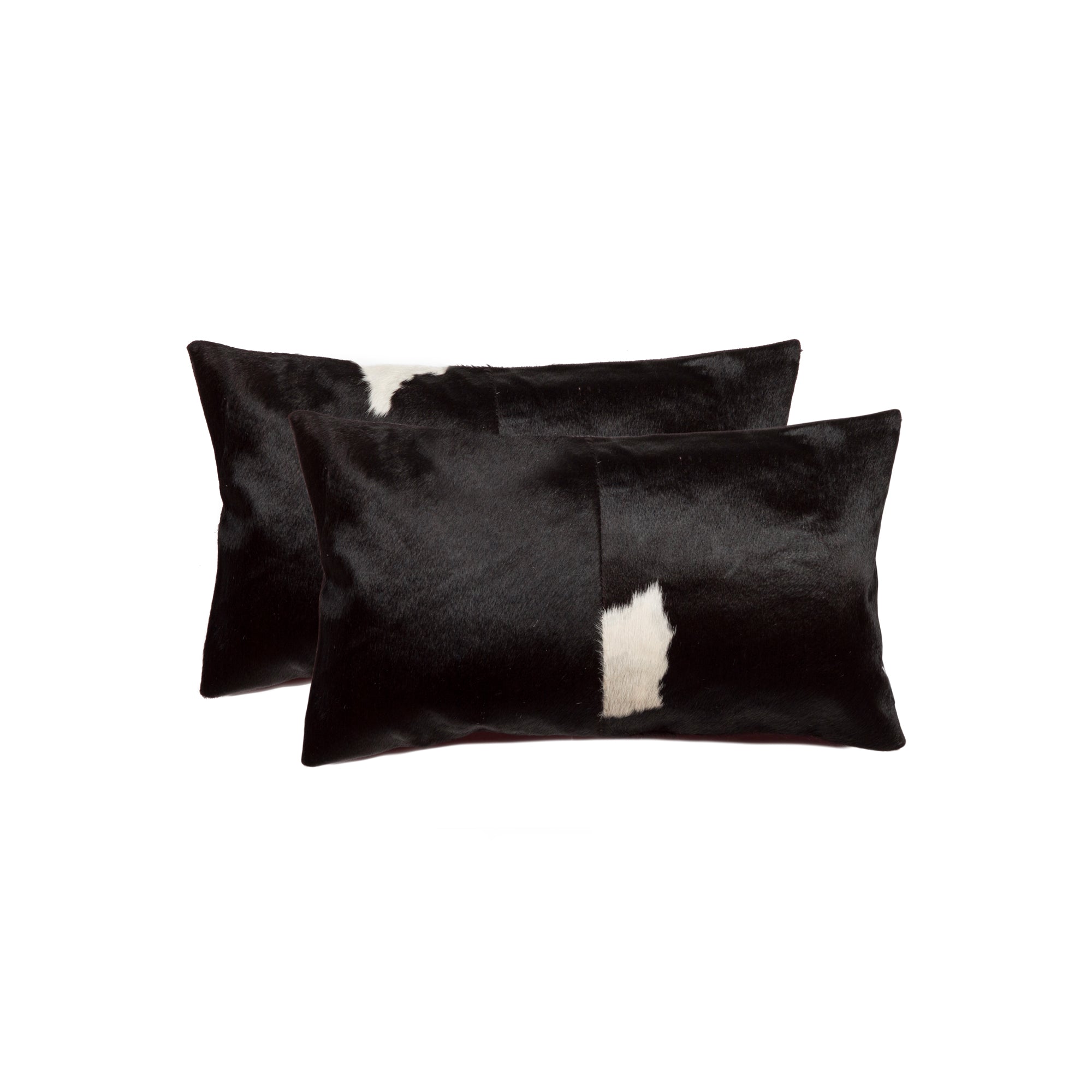 Set of 2 12" X 20" Black and White Cowhide Pillows