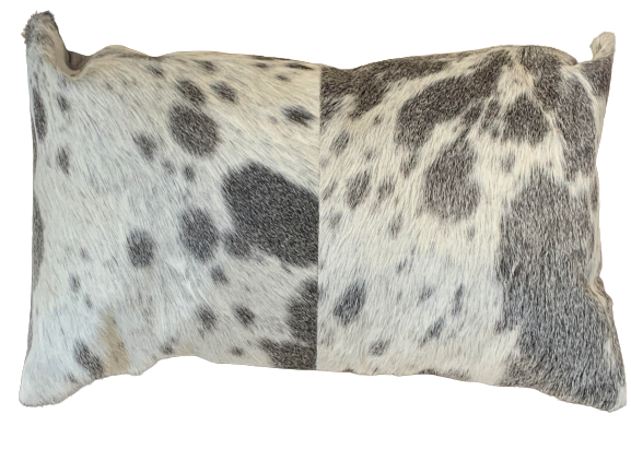 Set Of 2 Gray And White Natural Cowhide Pillows - 99fab 