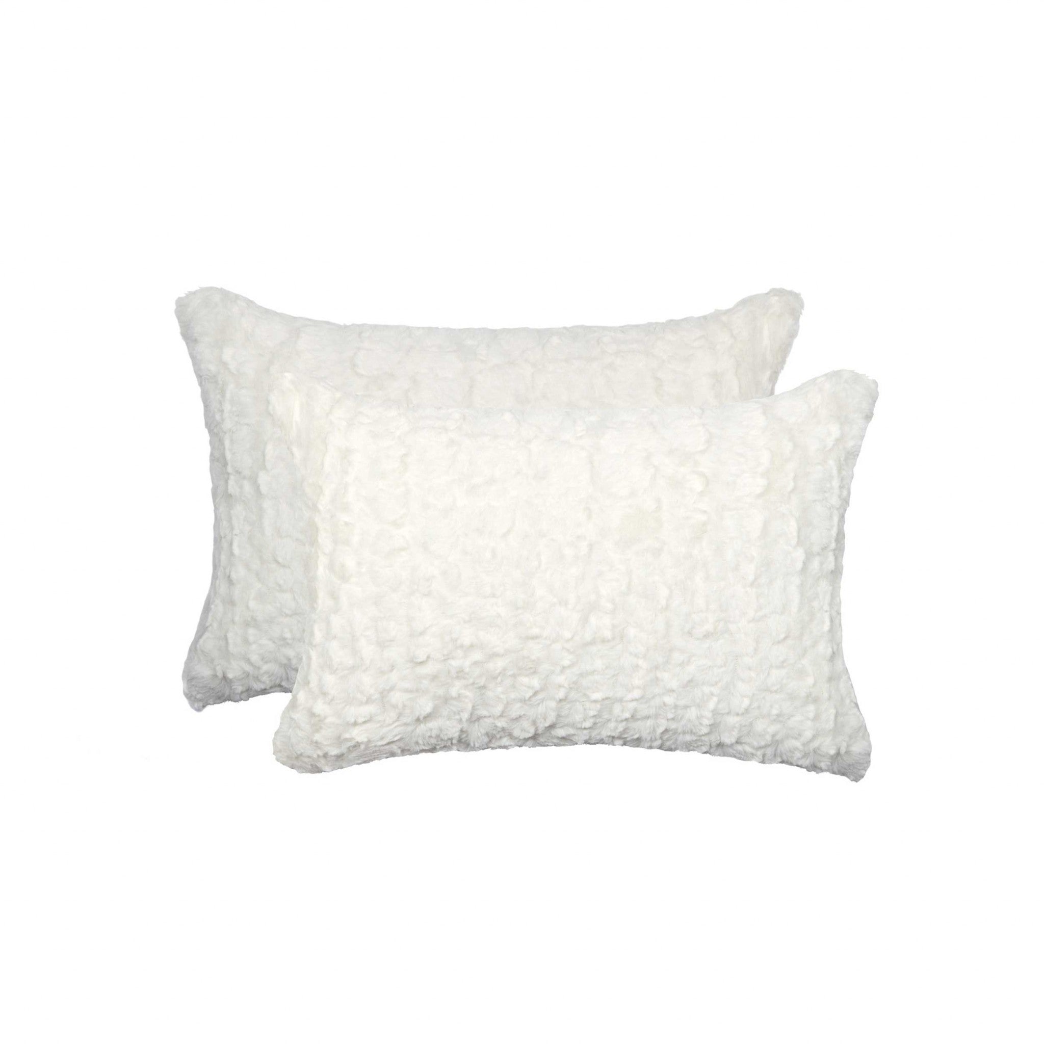 12" X 20" X 5" Ivory Mink Faux  Pillow 2 Pack