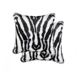 18" X 18" X 5" Denton Zebra Black And White Faux  Pillow 2 Pack