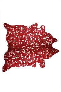 72" X 84" Red And Silver Cowhide - Area Rug