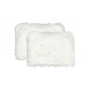 Off White Faux Fur Solid Color Throw Pillow