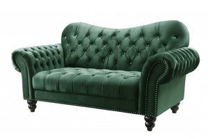 76" X 37" X 39" Green Velvet Loveseat