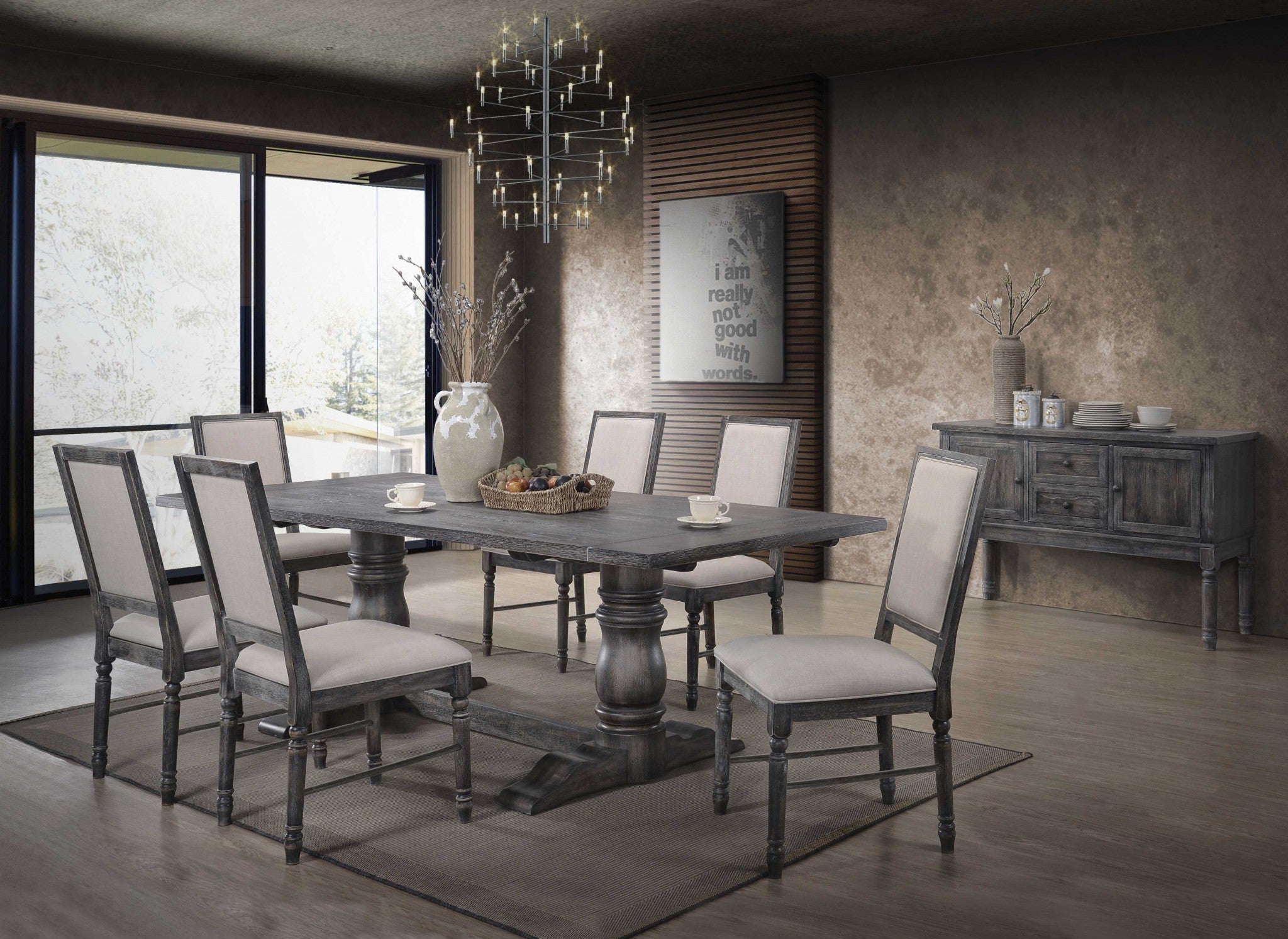 88" X 40" X 30" Weathered Gray Dining Table