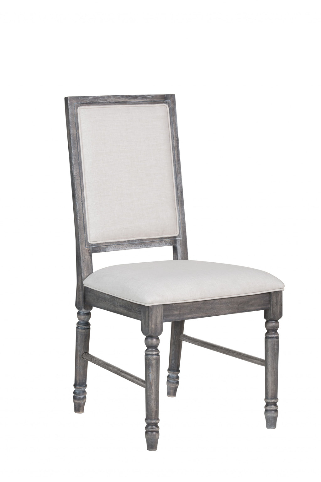 Set Of Two Gray Wood Upholstered Fabric Dining Chairs - 99fab 