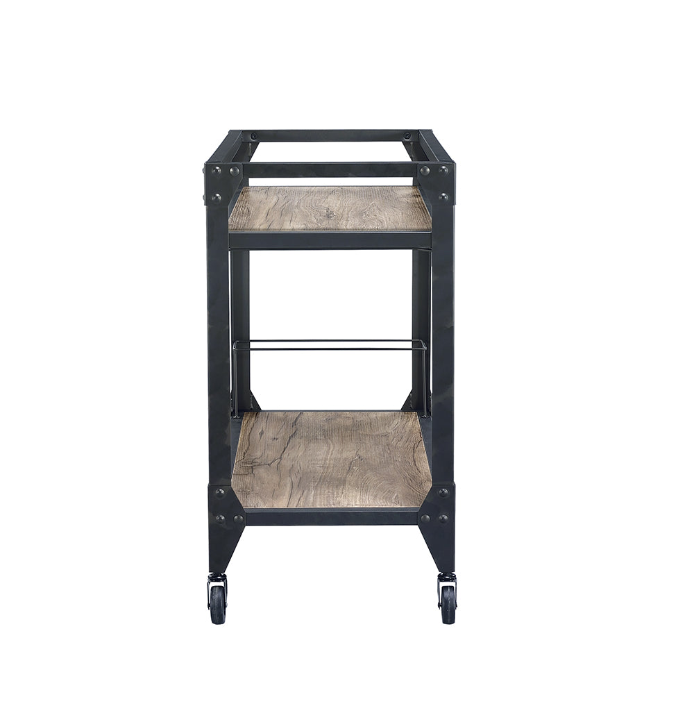 32" X 16" X 31" Black Metal Serving Cart