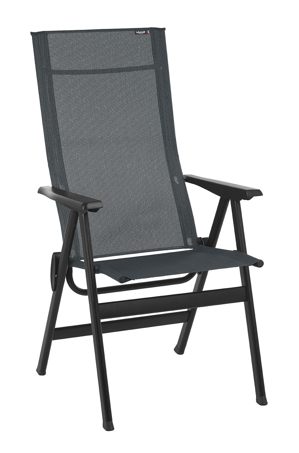 High-Back Chair - Black Steel Frame - Obsidian Duo Fabric - 99fab 