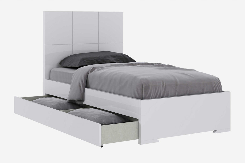 42 X 79 X 48 Gloss White Stainless Steel Twin Bed - 99fab 