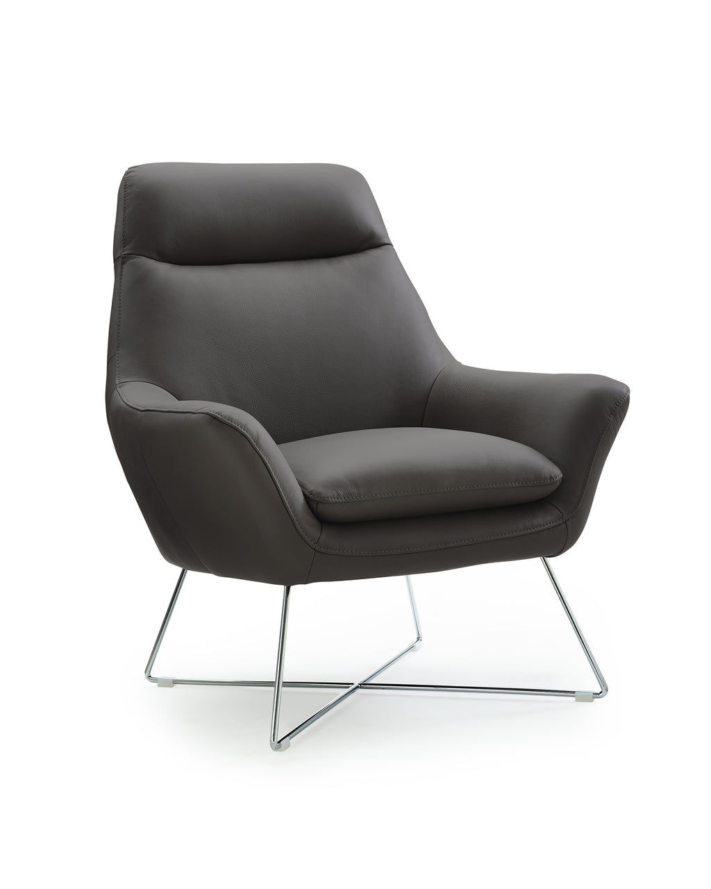 Modern Dark Gray Top Grain Italian Leather Accent Chair - 99fab 