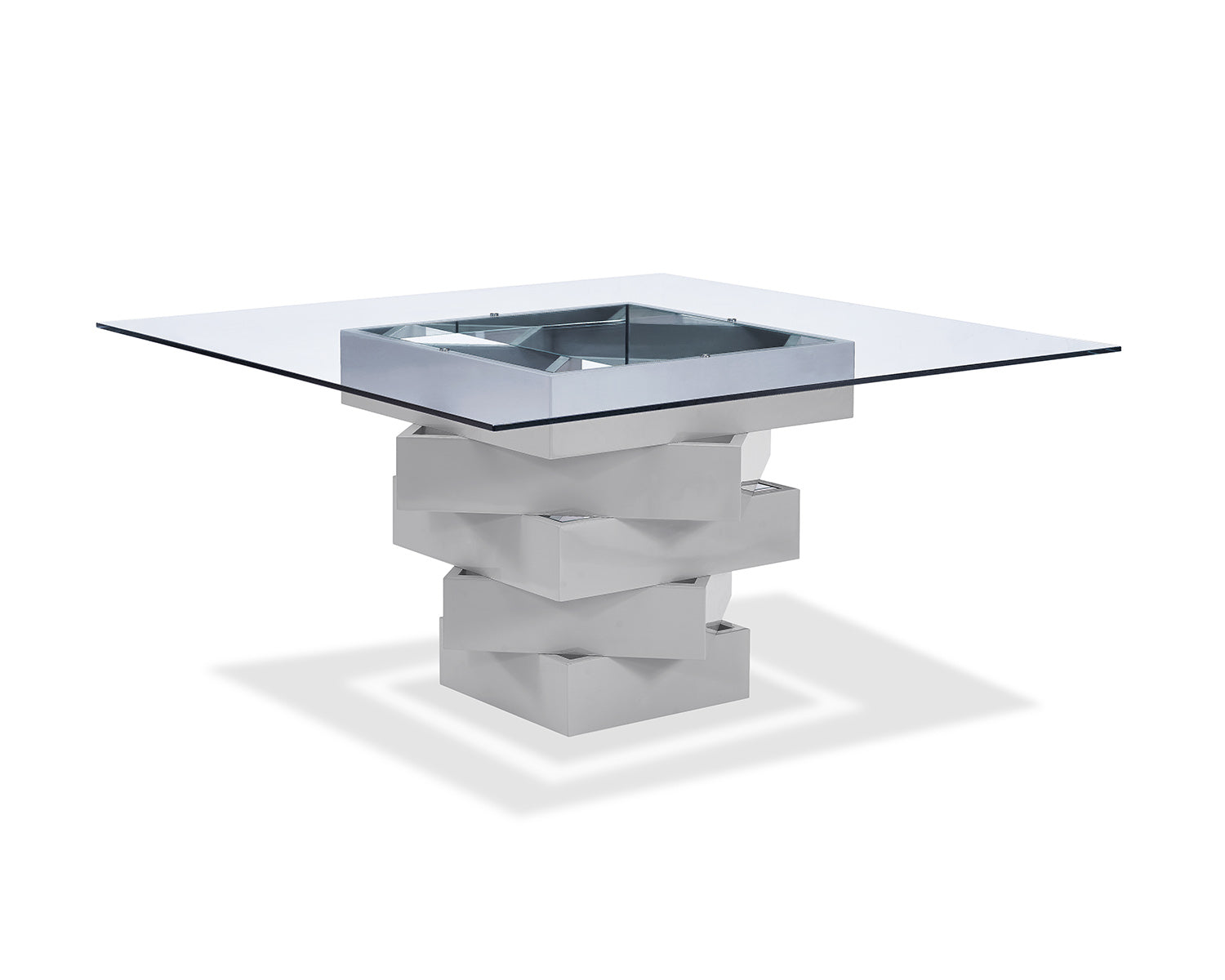 59" X 59" X 30" Gray Glass Dining Table