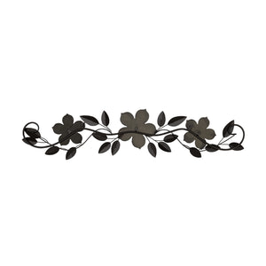 Floral And Espresso Wood Over The Door Metal Wall Decor