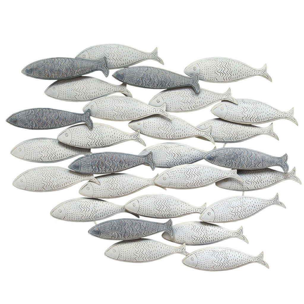 Coastal Grey School Of Fish Metal Wall Decor - 99fab 