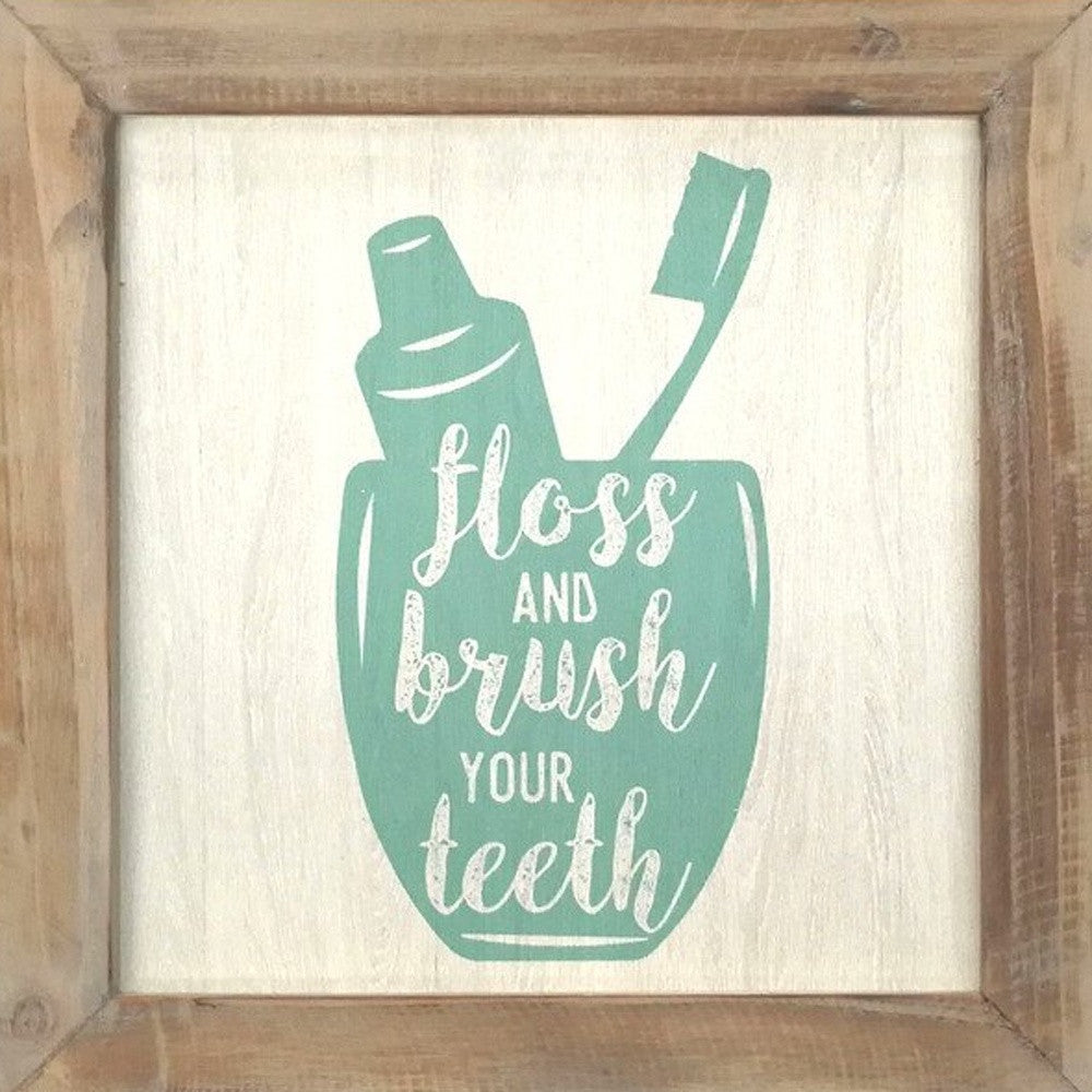 Floss  Flush  Wipe  Wash Metal And Wood Framed Wall Art