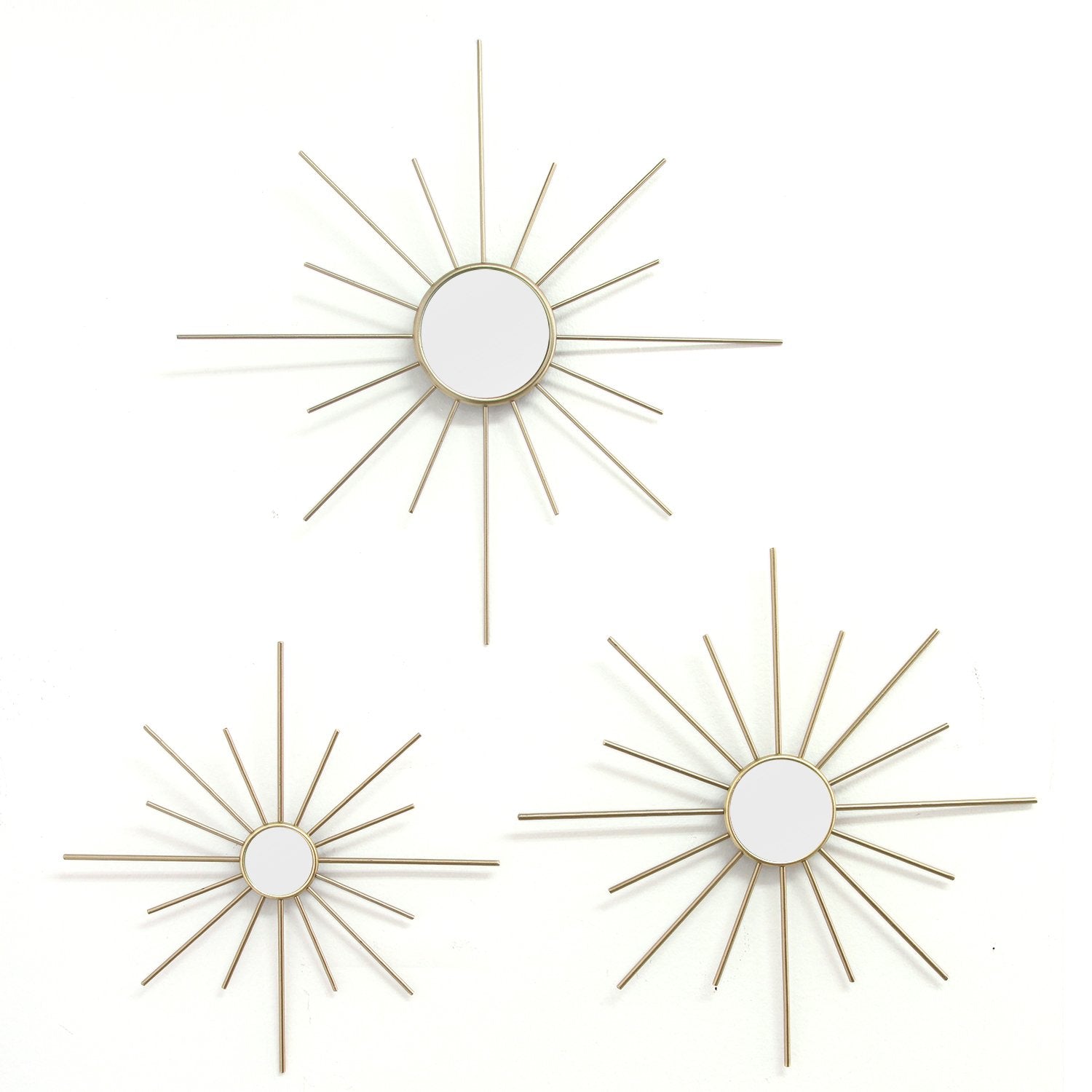 S 3 Gold Mirror Burst Metal Wall Decor