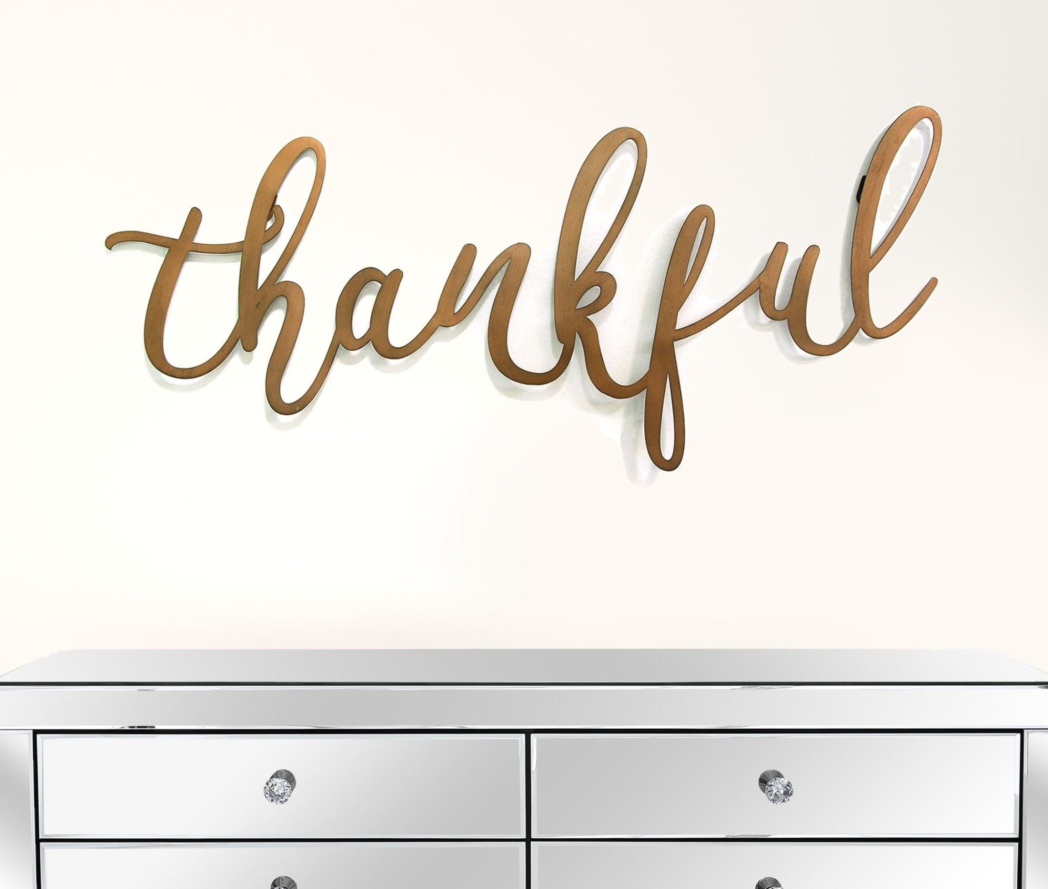 Bronze Thankful Metal Script Wall Decor