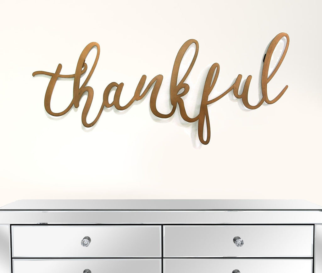 Bronze Thankful Metal Script Wall Decor - 99fab 