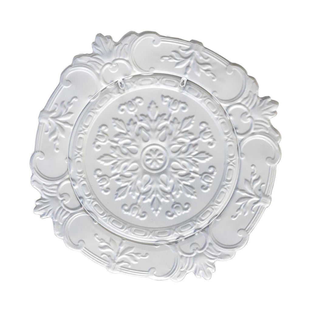 Distressed White European Medallion Metal Wall Decor - 99fab 