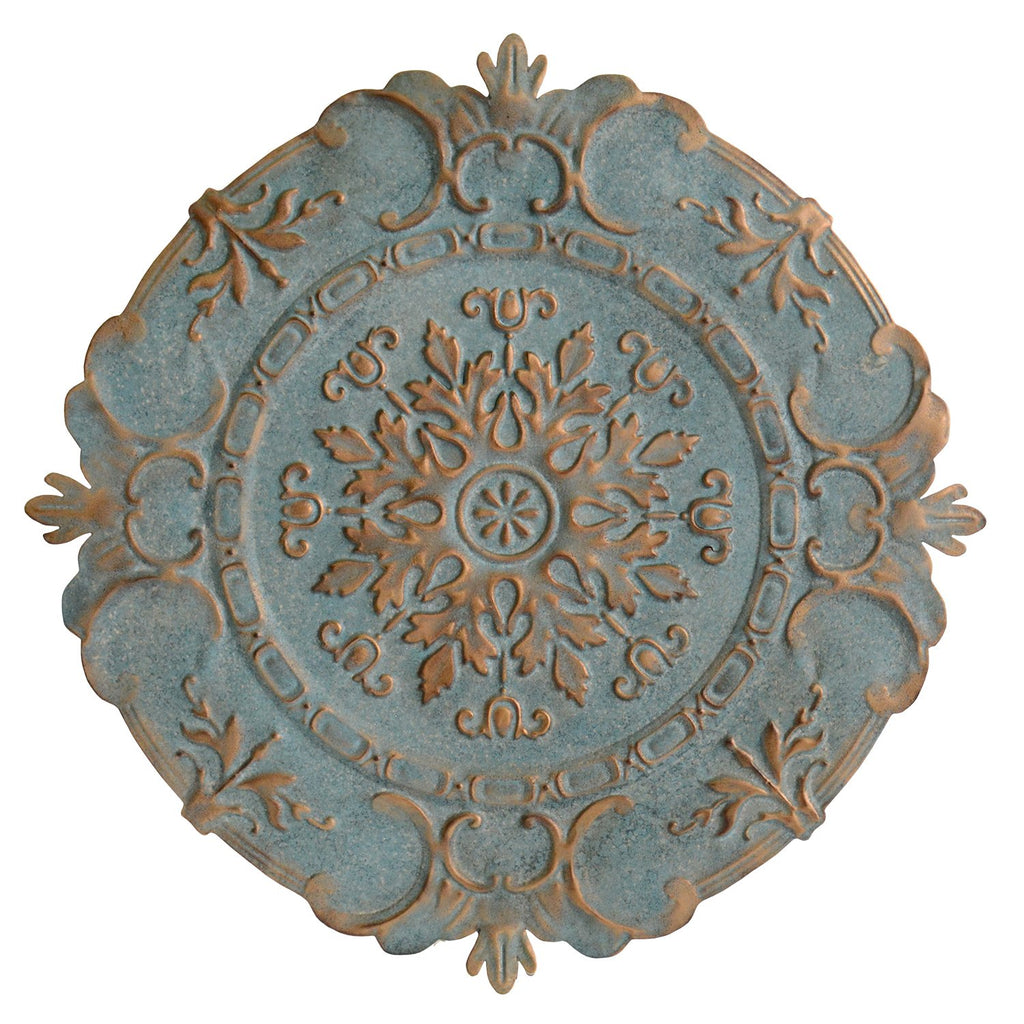 Distressed Blue European Medallion Metal Wall Decor - 99fab 