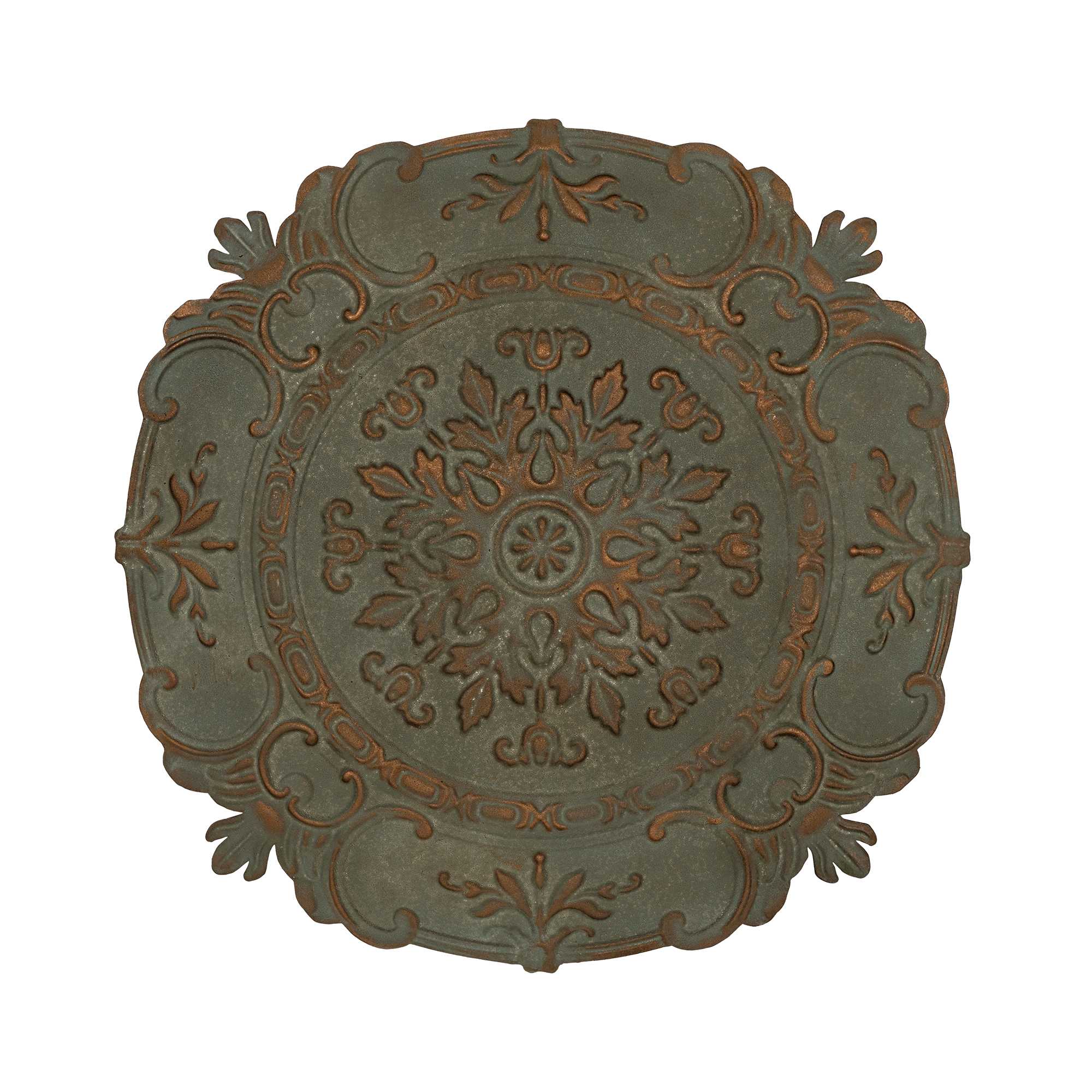 Distressed Blue European Medallion Metal Wall Decor