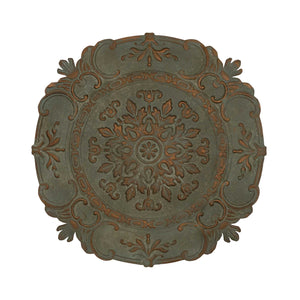 Distressed Blue European Medallion Metal Wall Decor