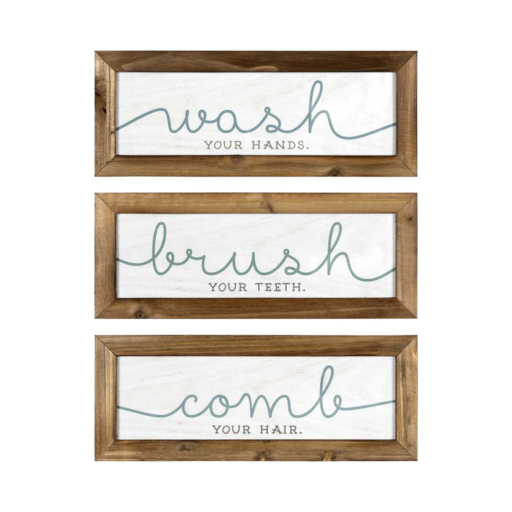 Rustic Set Of 3 Grooming Instructions Bathroom Wall Art - 99fab 