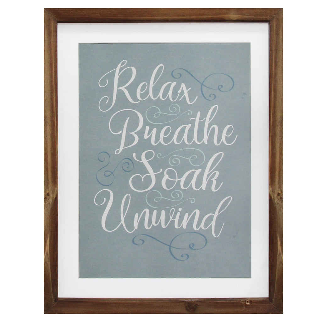 Relax Breathe Soak Unwind Framed Bath Art - 99fab 