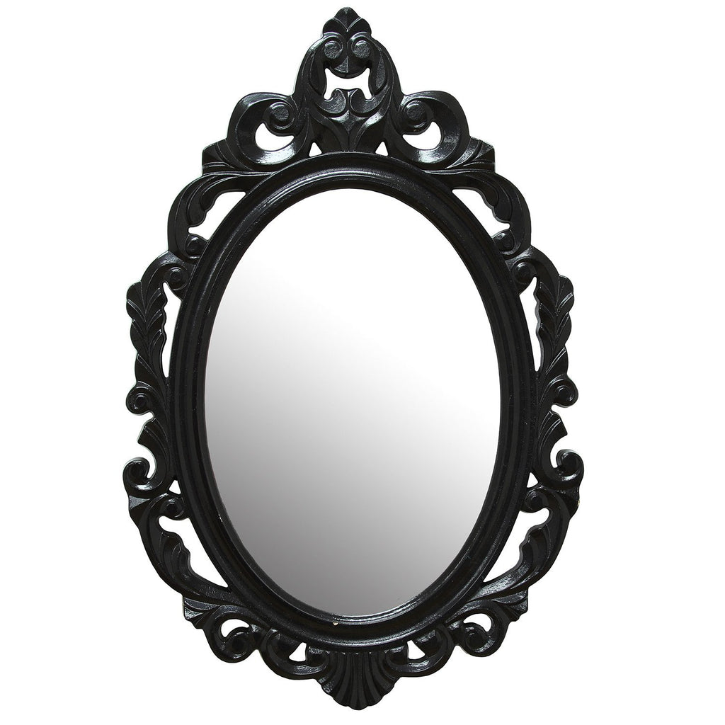 Glossy Black Oval Glass Wall Mirror - 99fab 