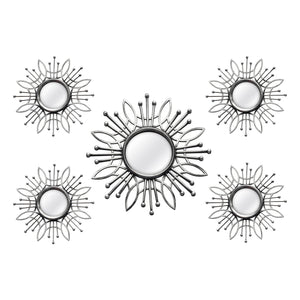 15.5 Round Silver Burst Metal Framed Wall Mirror