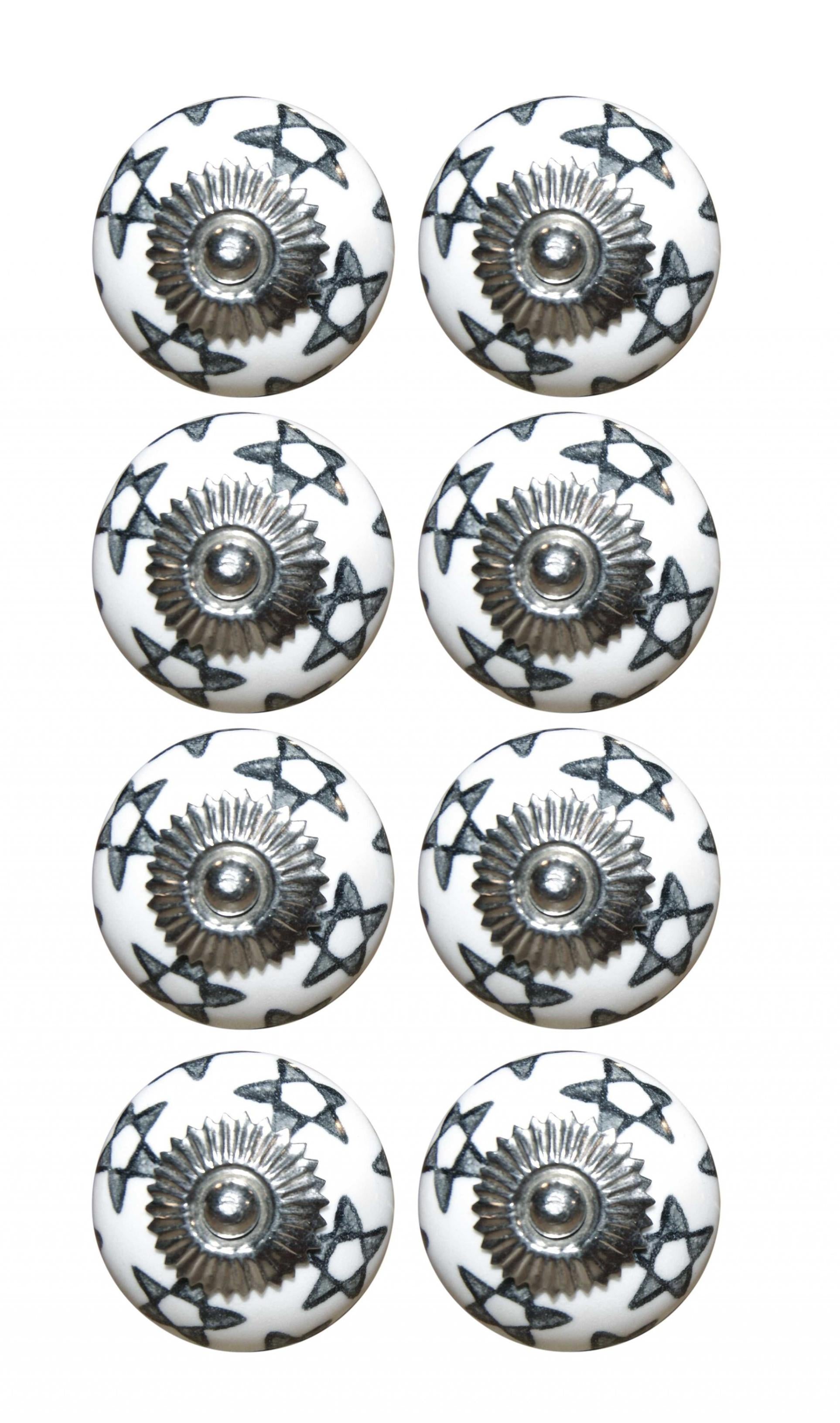 1.5" X 1.5" X 1.5" White Silver And Gray Knobs 8 Pack