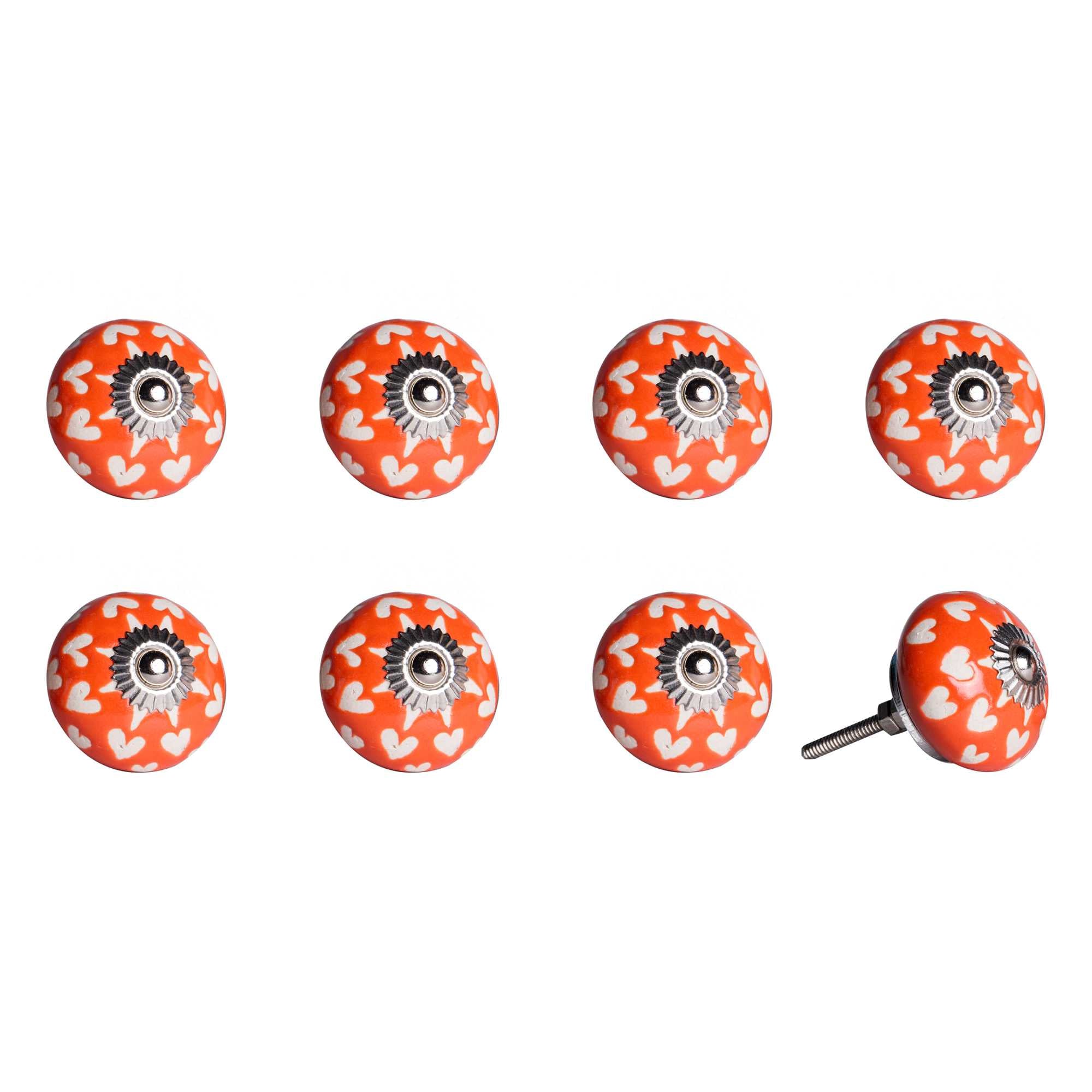 1.5" X 1.5" X 1.5" Hues Of Orange White And Silver  Knobs 8 Pack