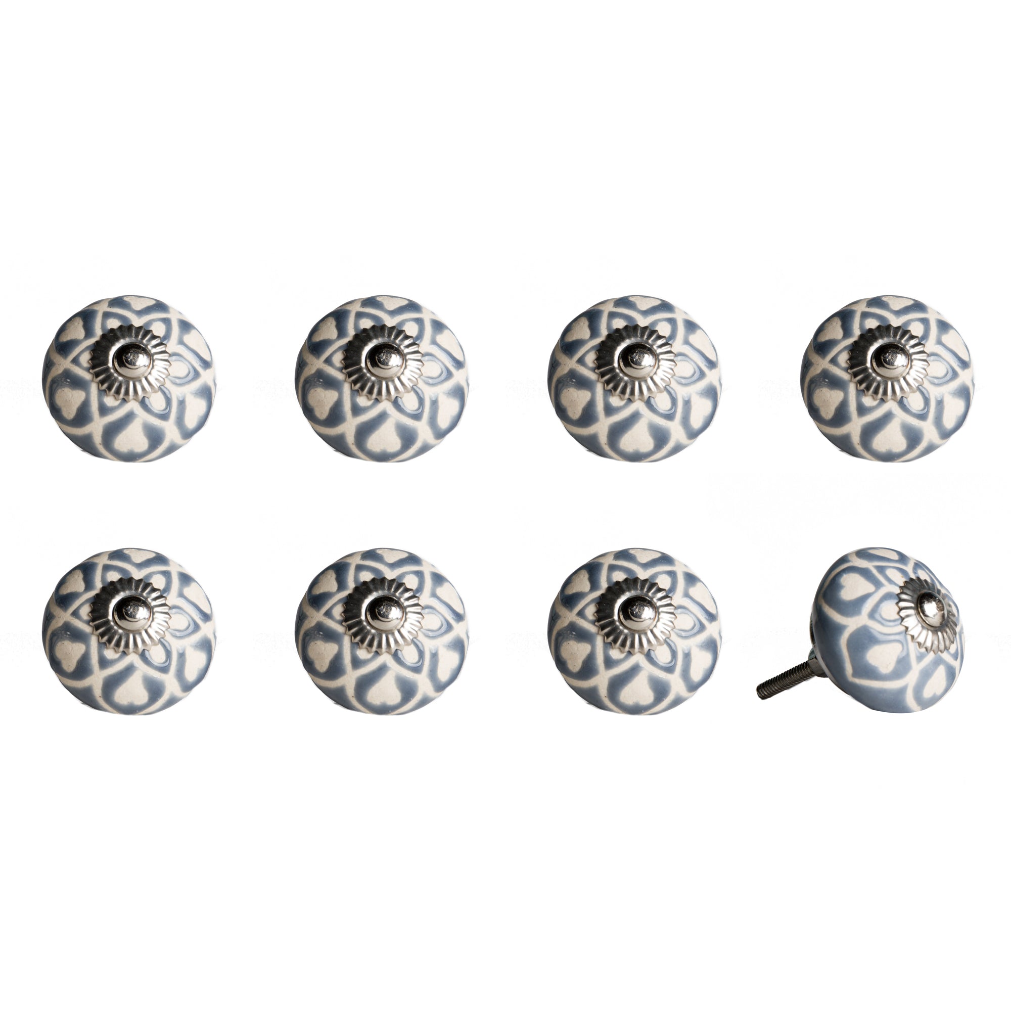 1.5" X 1.5" X 1.5" Hues Of Gray Cream And Silver  Knobs 8 Pack