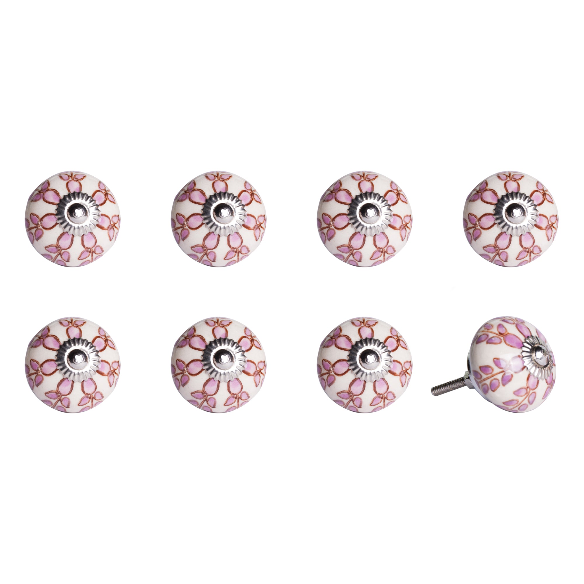 1.5" X 1.5" X 1.5" Hues Of White Pink And Burgundy  Knobs 8 Pack