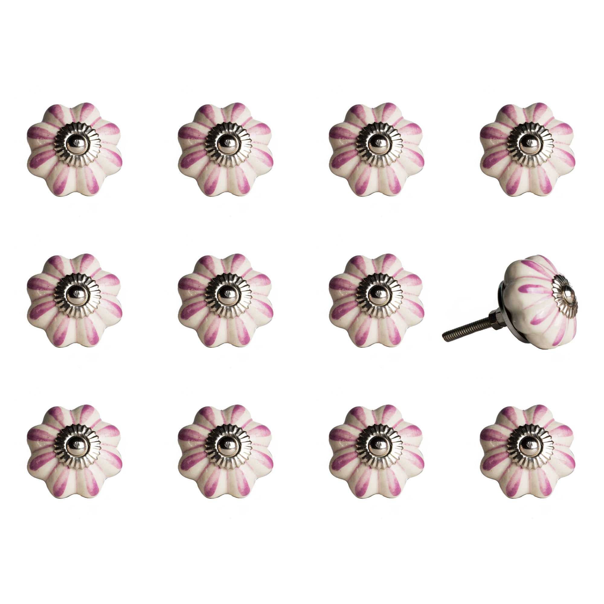 1.5" X 1.5" X 1.5" Cream Pink And Silver  Knobs 12 Pack