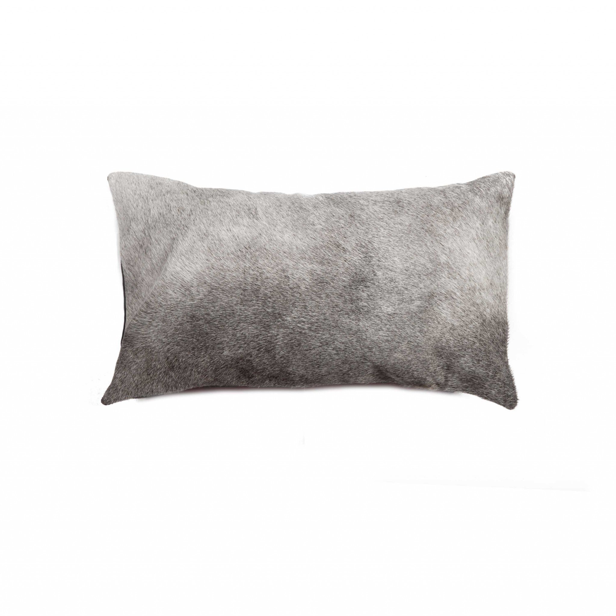 12" X 20" X 5" Grey Torino Kobe Cowhide  Pillow