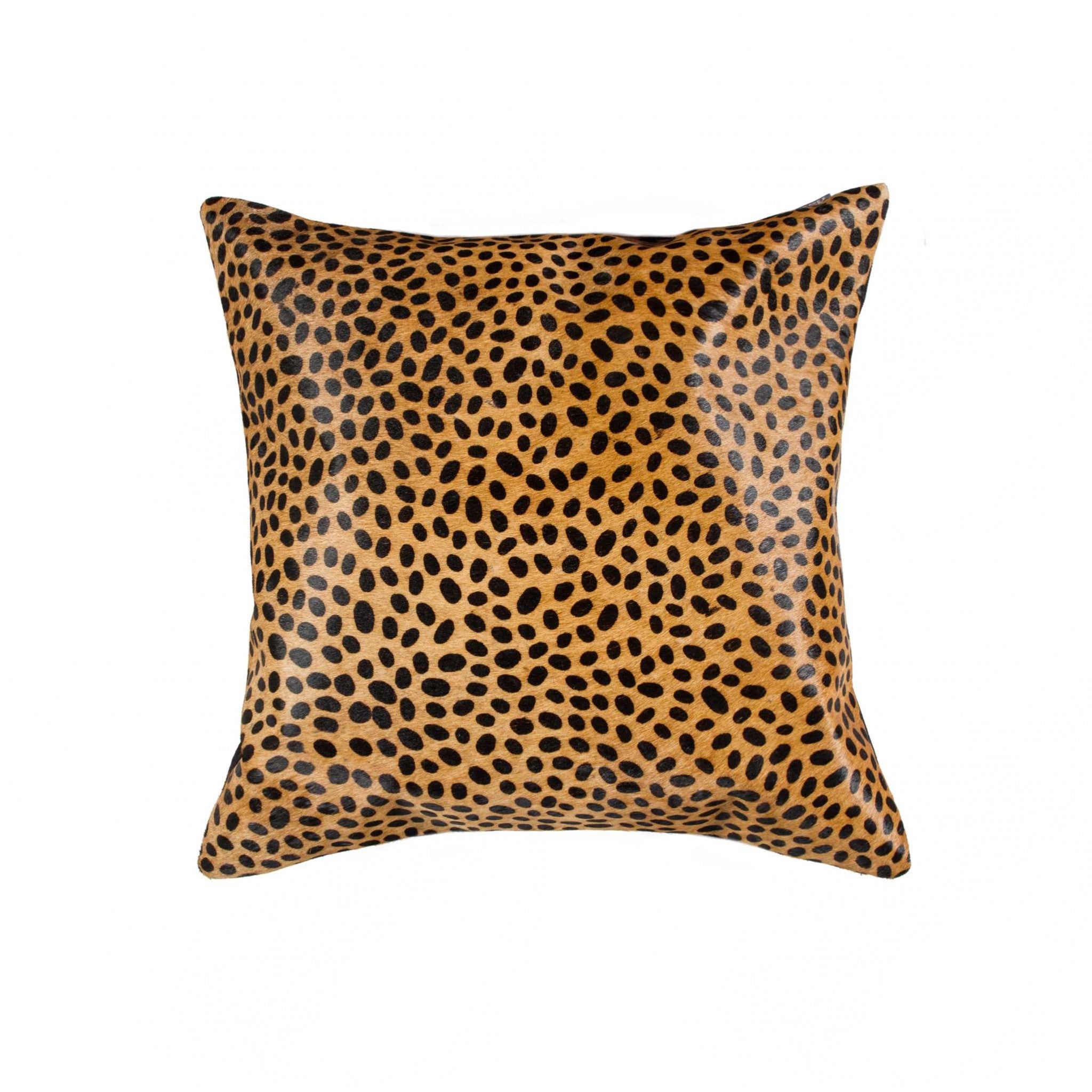 18" X 18" X 5" Sensational Cheetah Torino Kobe Cowhide  Pillow