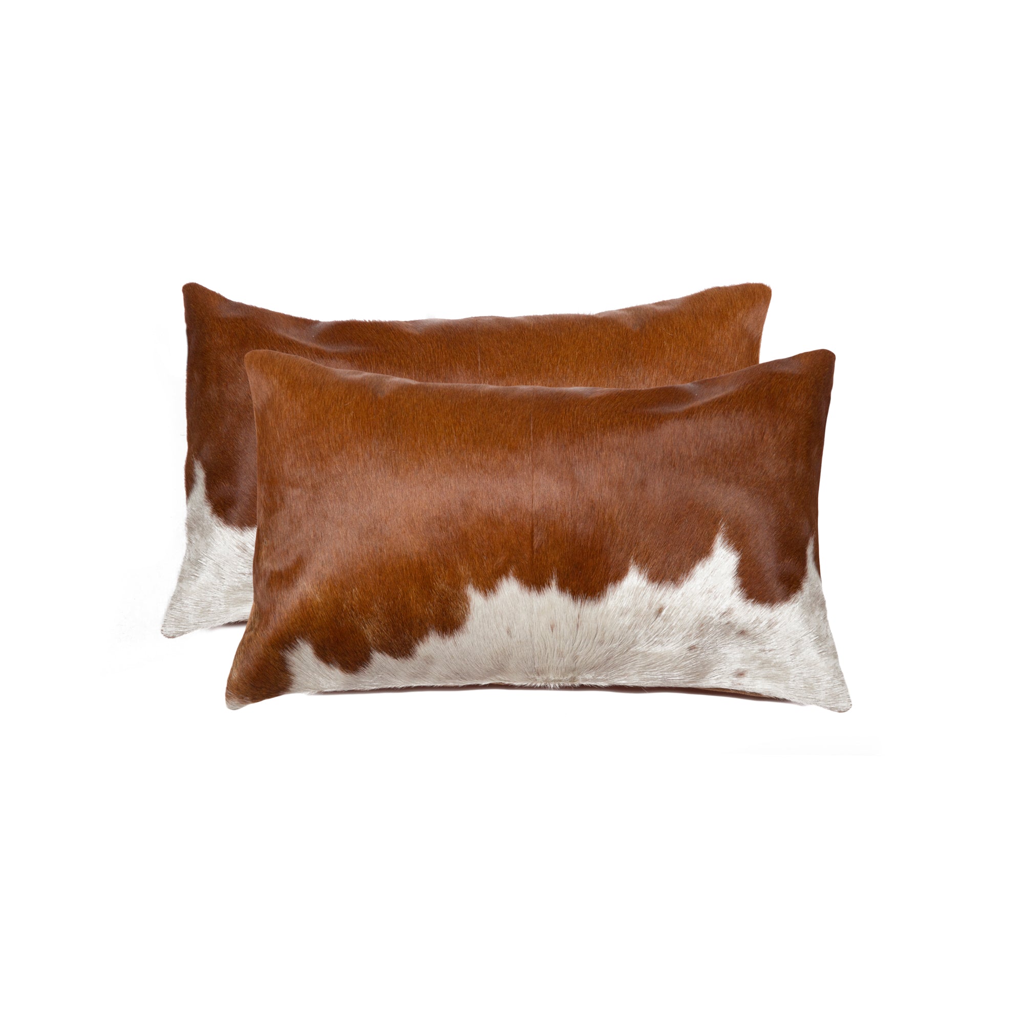 12" X 20" X 5" Brown And White Cowhide  Pillow 2 Pack