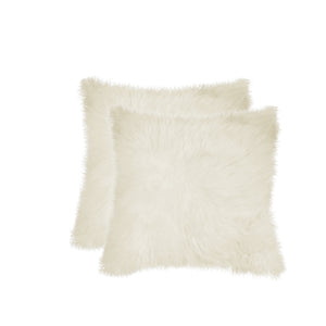 18" X 18" Natural Sheepskin Fur Set Of 2 Pillow