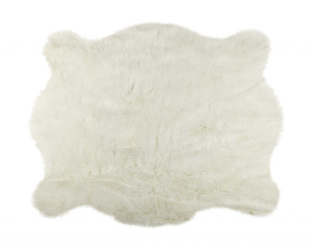 4' X 5' Polar Bear Off White Faux Hide Area Rug - 99fab 