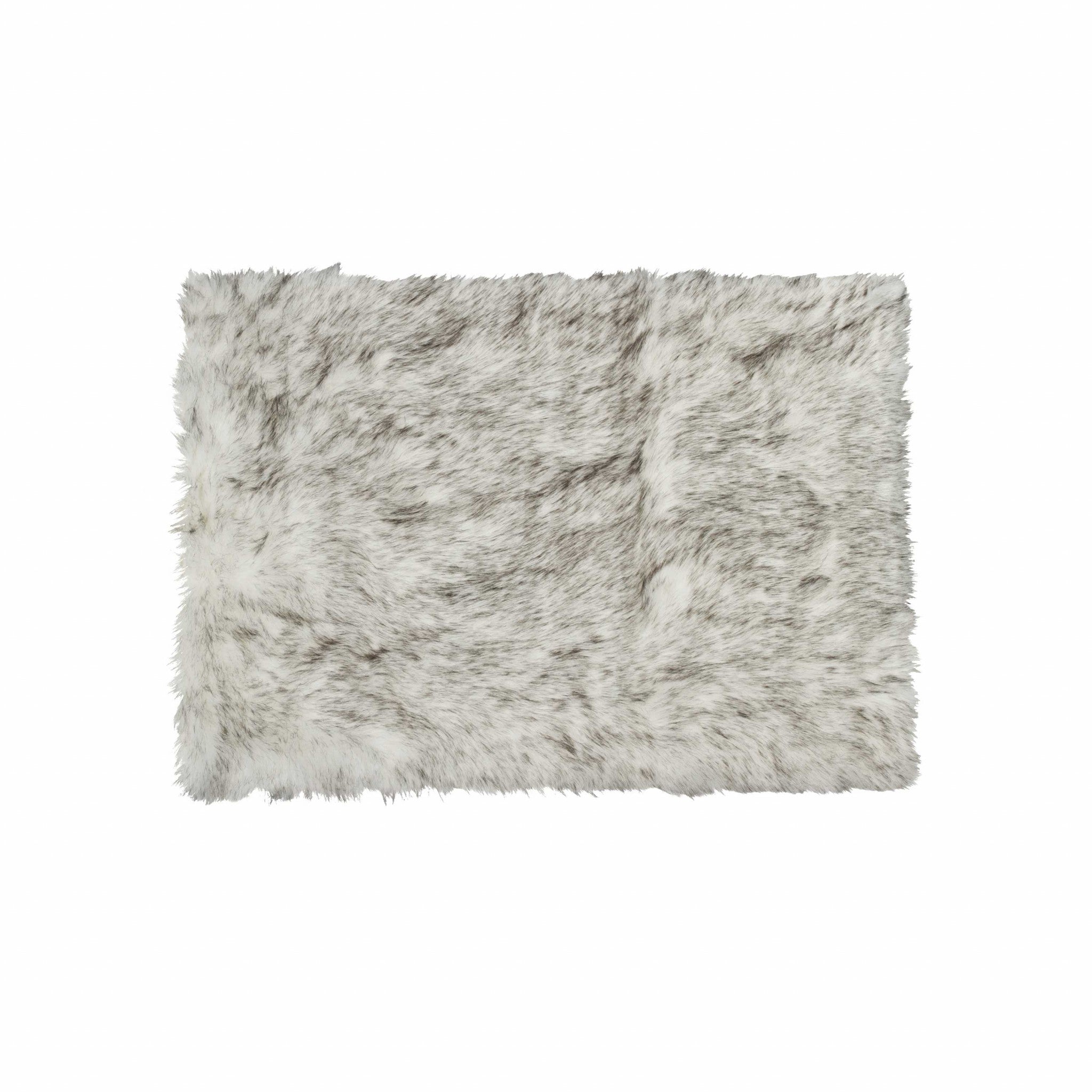 24" X 36"  Gradient Grey Faux Fur Rectangular Area Rug