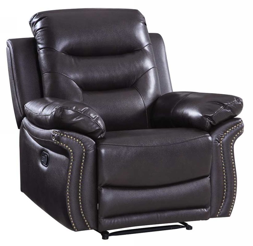 44" Brown Comfortable Leather Recliner Chair