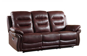 44" Comfortable Burgundy Leather Sofa