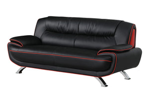 35" Sleek Black Leather Sofa