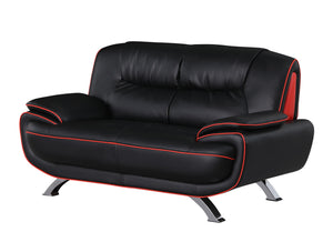 40" Sleek Black Leather Loveseat