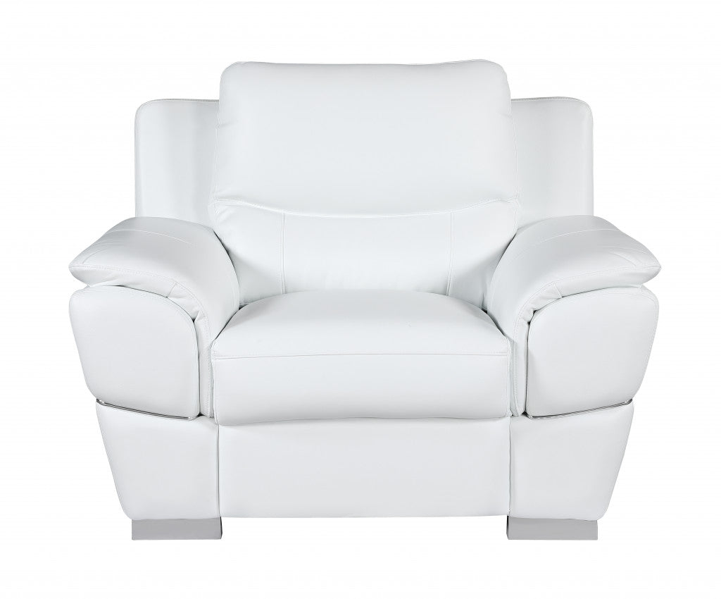 Chic White Leather Sofa Set