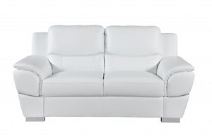 69" Chic White Leather Loveseat