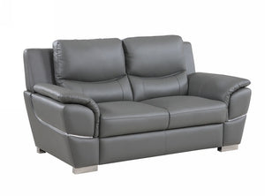 37" Chic Grey Leather Loveseat