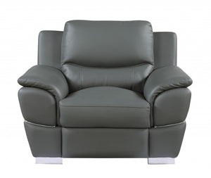 37" Grey Chic Leather Recliner Chair