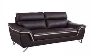 69'" X 36"  X 40'" Modern Brown Leather Sofa And Loveseat