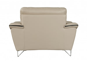 69'" X 36'"  X 40'" Modern Beige Leather Sofa And Loveseat